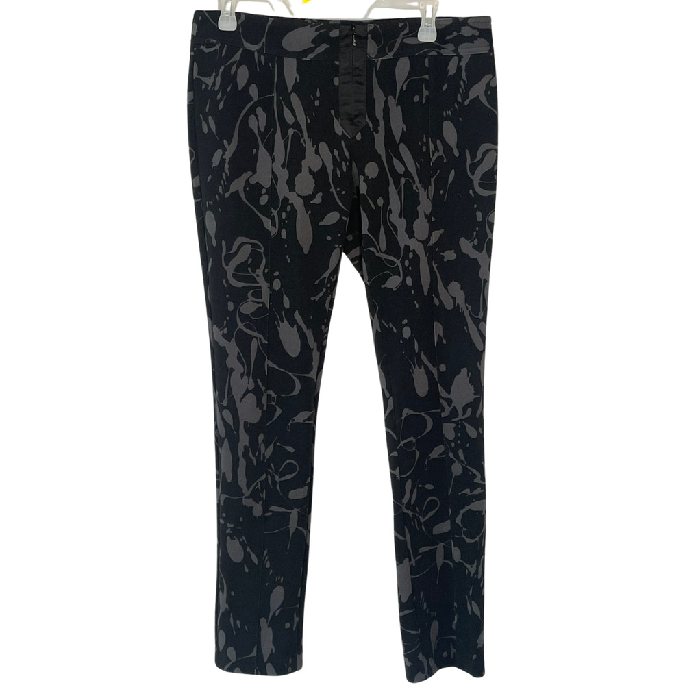 Bisou Bisou Sz 10 Zip Front Leggings 30"In Ankle Zippers Splatter Pattern Black